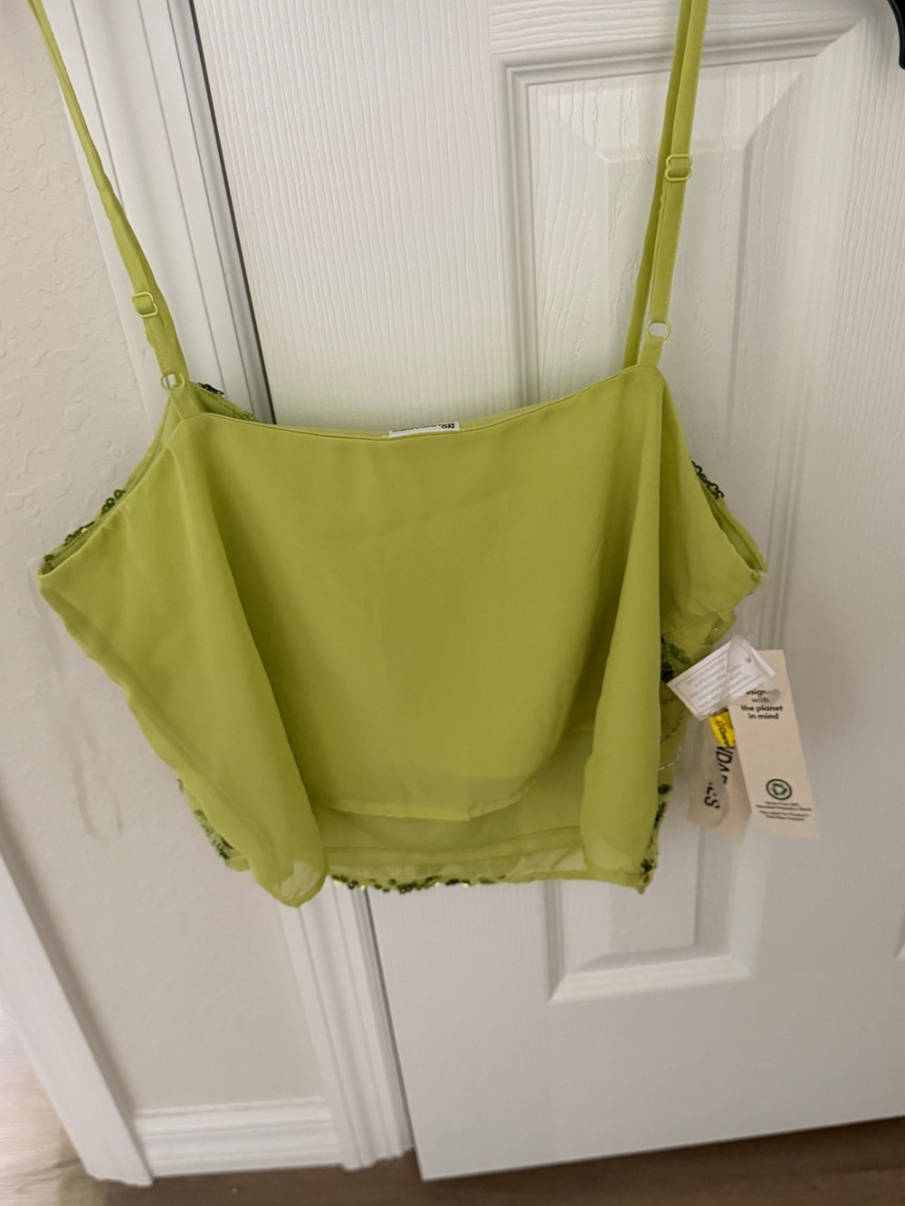 No Boundaries Lime Green Sequin Cami - Picture 3 of 3